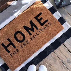 Home for the Holidays Welcome Mat with Black Text